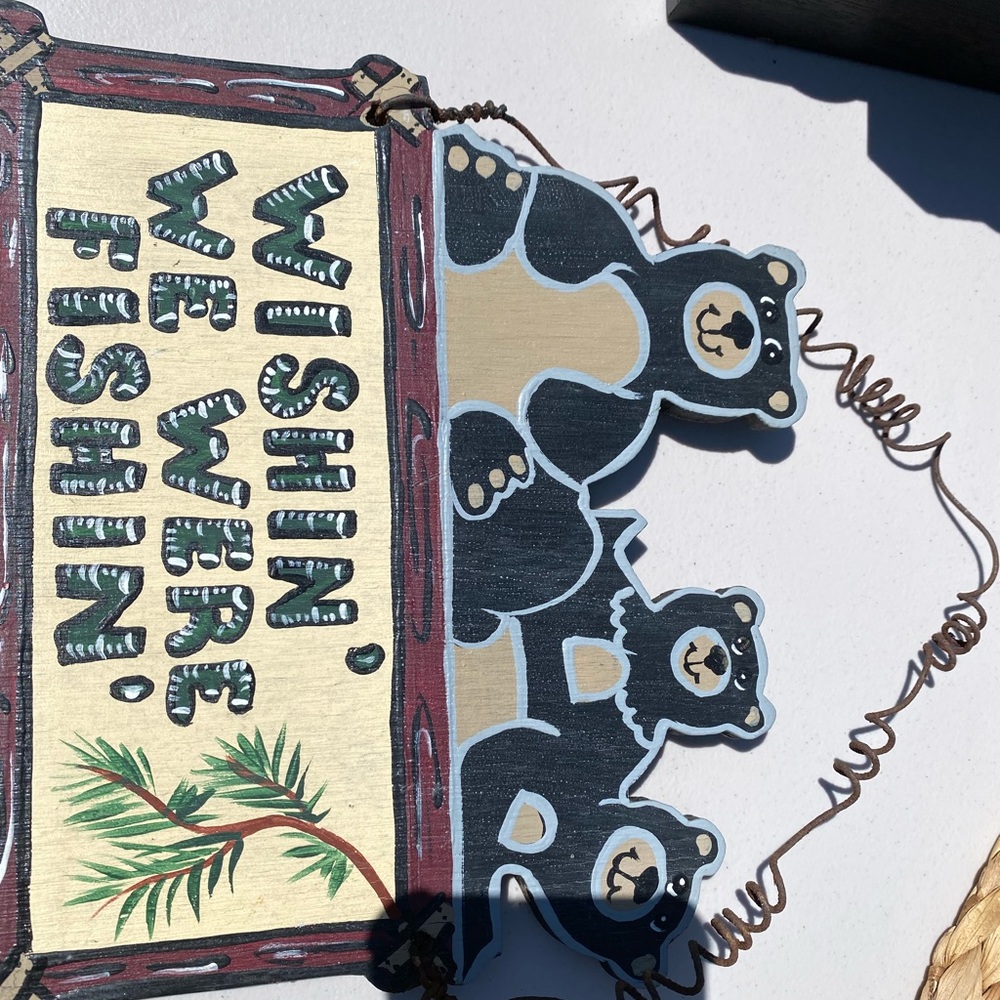 Wishin We We’re Fishin Wooden Sign